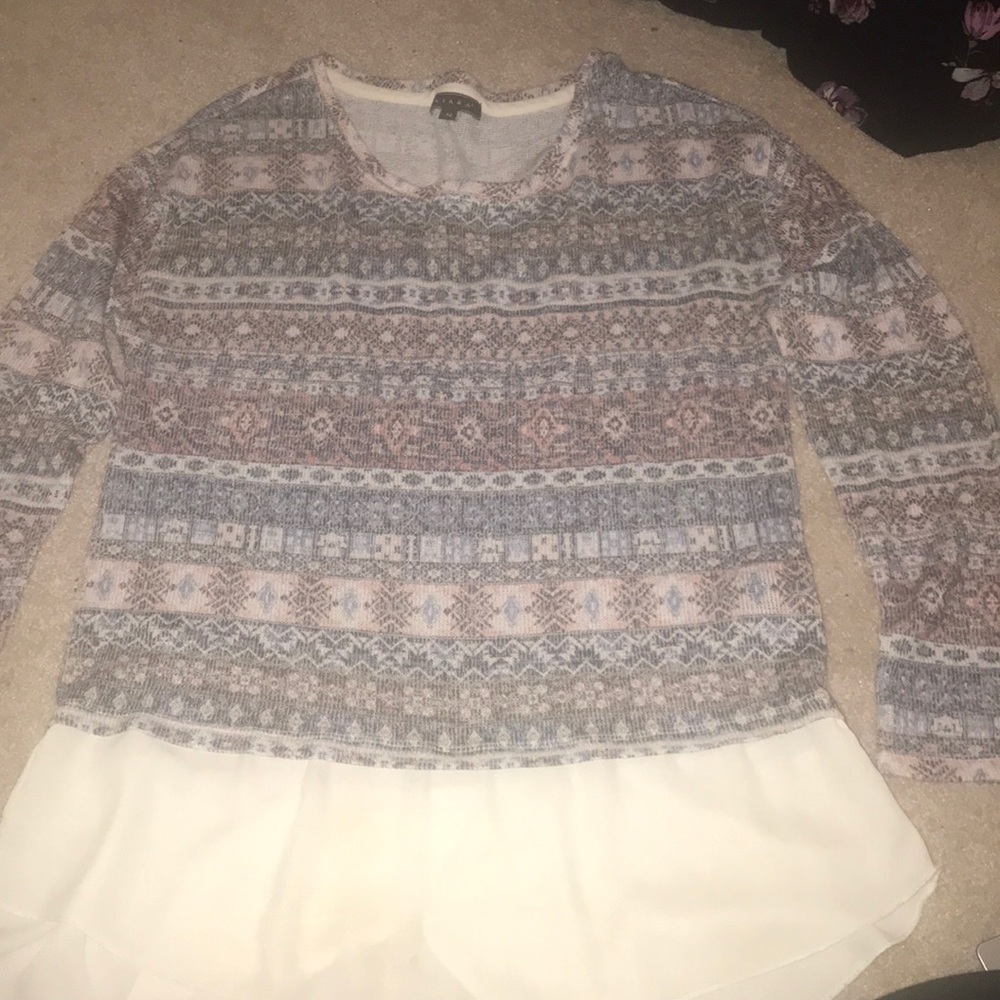Patterned pink, blue and white Kiara blouse